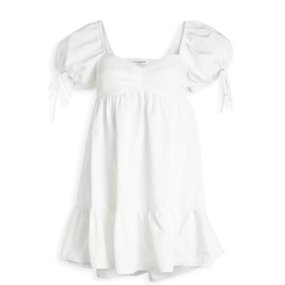 Amanda Uprichard White Mini Dress with Puff Sleeves - Picture 5 of 10